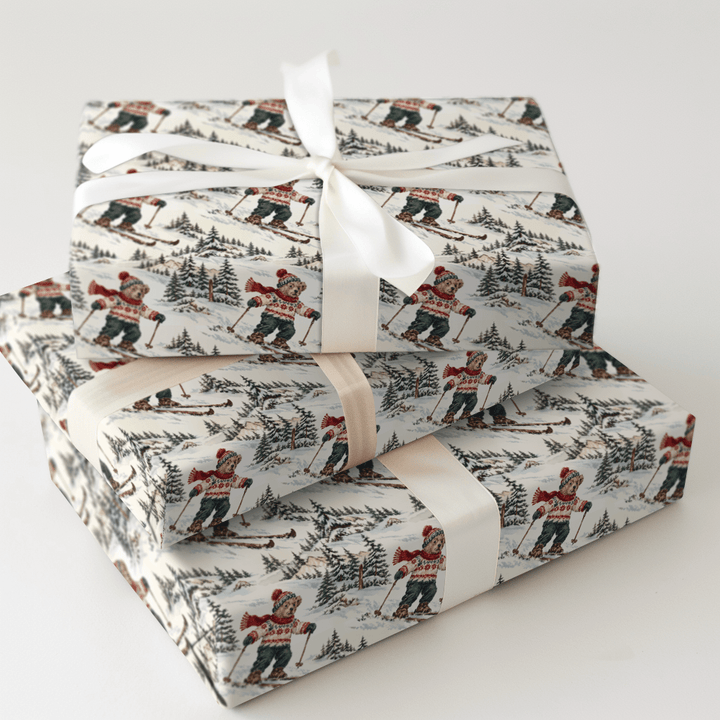 Ski Lodge Teddy - Wrapping Paper - Aspen & Arlo
