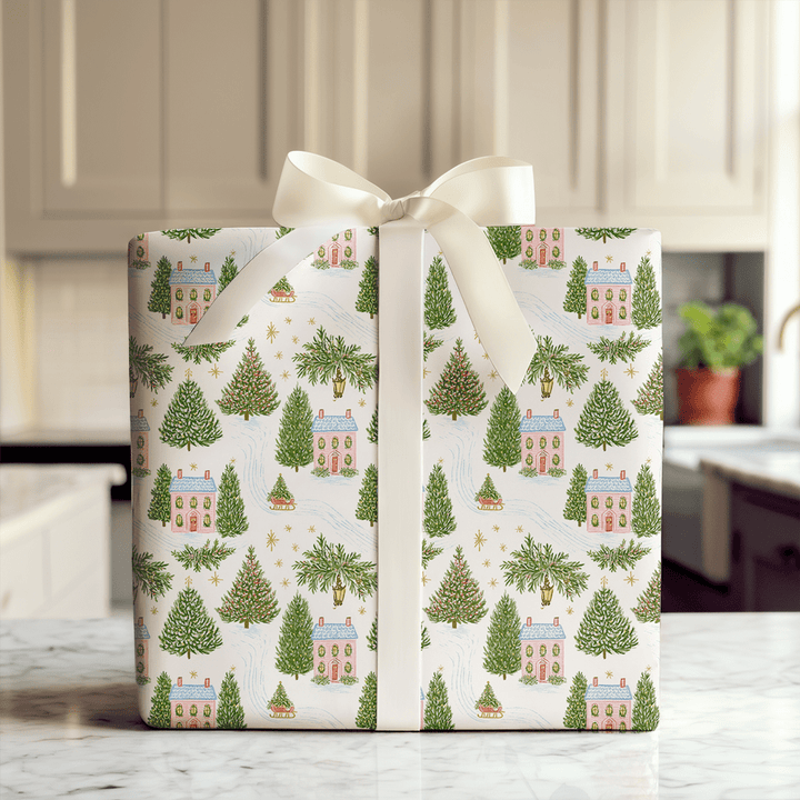 Pink House Holiday - Wrapping Paper - Aspen & Arlo