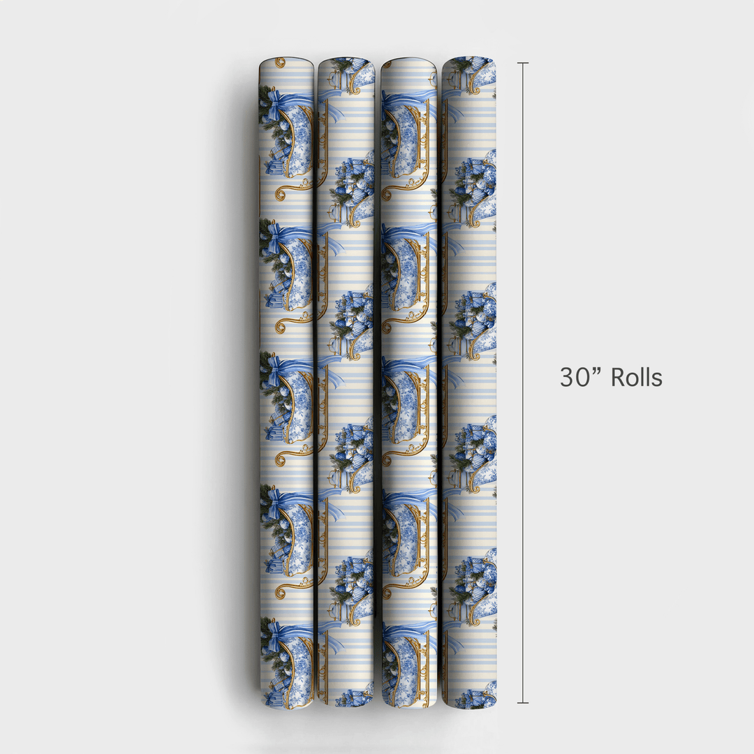 The Blue Ribbon Sleigh - Wrapping Paper - Aspen & Arlo