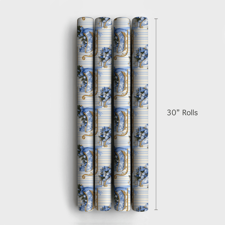 The Blue Ribbon Sleigh - Wrapping Paper - Aspen & Arlo
