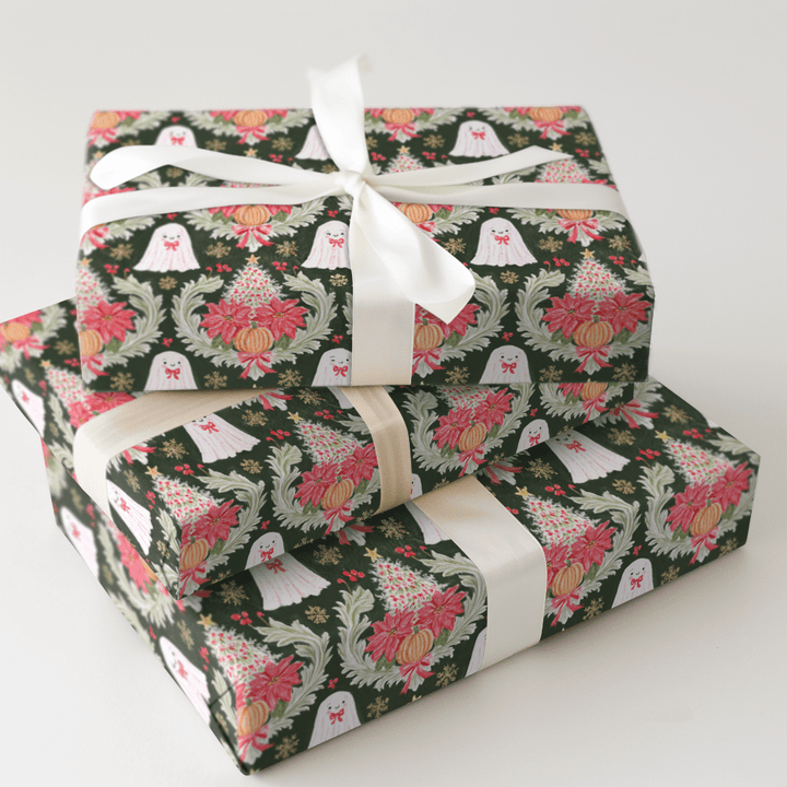 Poinsettia Phantoms - Wrapping Paper - Aspen & Arlo