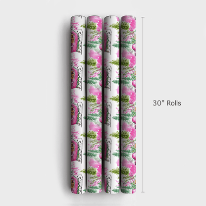 Dachshund Pink Sleigh - Wrapping Paper - Aspen & Arlo