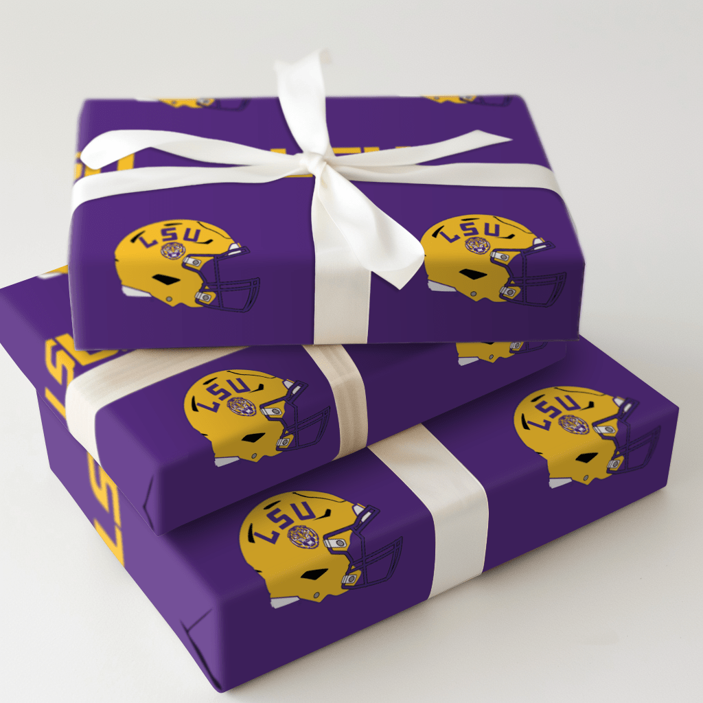 LSU Purple Helmet - Wrapping Paper - Aspen & Arlo