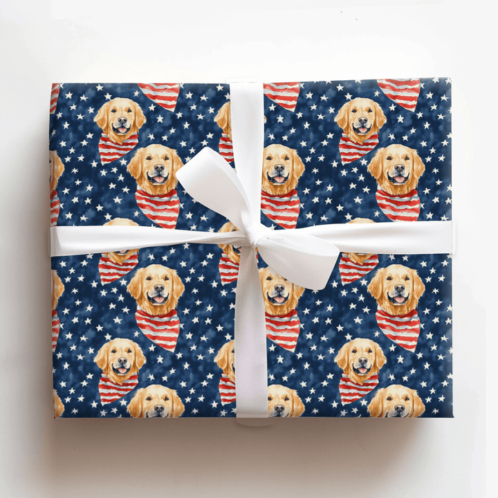 Pawtriotic Golden - Wrapping Paper - Aspen & Arlo