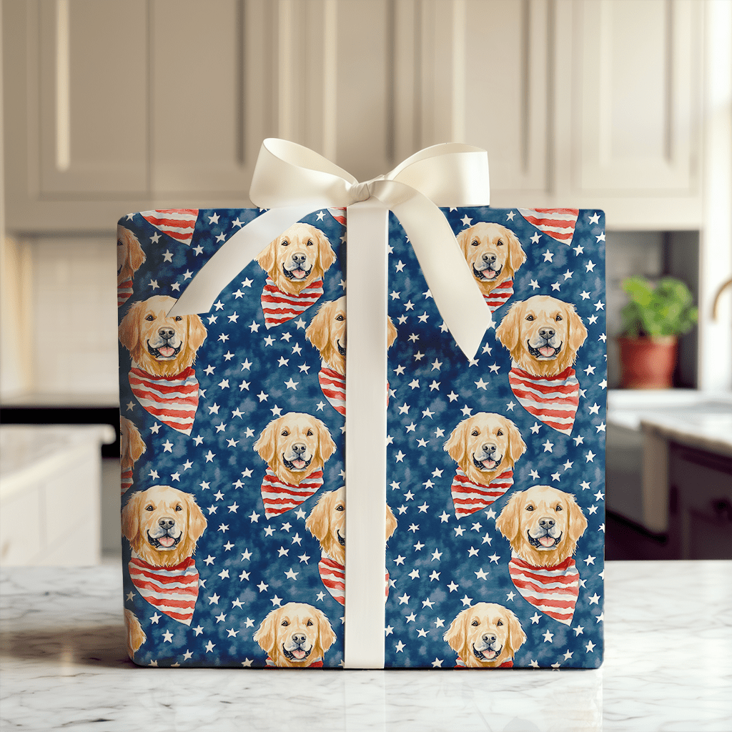Pawtriotic Golden - Wrapping Paper - Aspen & Arlo