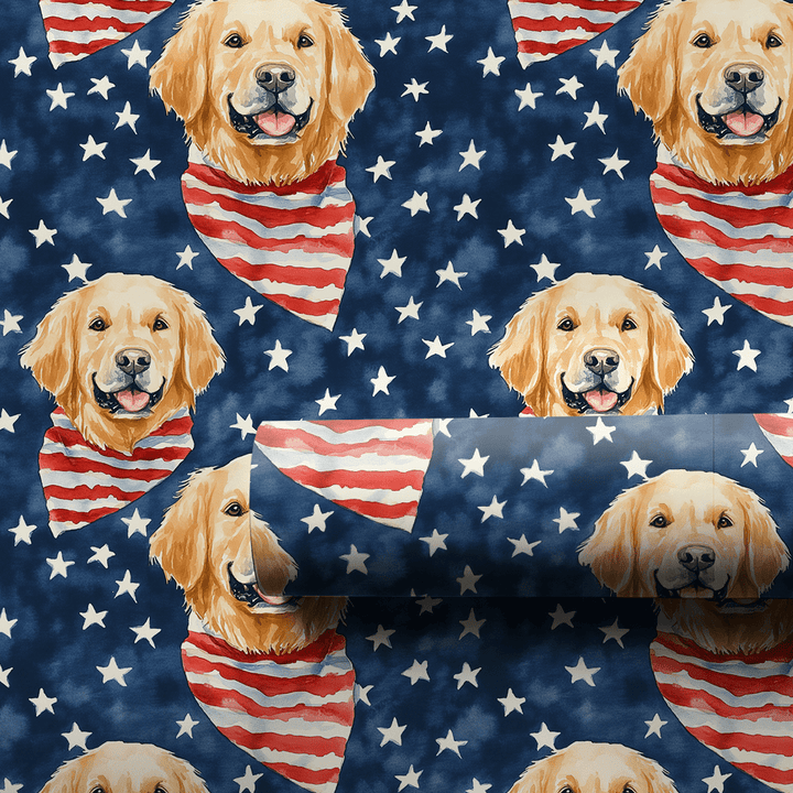 Pawtriotic Golden - Wrapping Paper - Aspen & Arlo