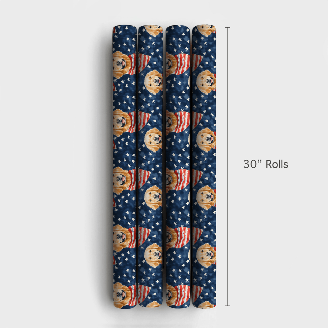 Pawtriotic Golden - Wrapping Paper - Aspen & Arlo