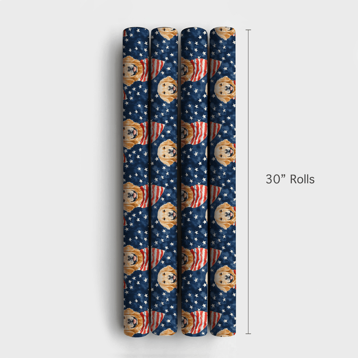 Pawtriotic Golden - Wrapping Paper - Aspen & Arlo