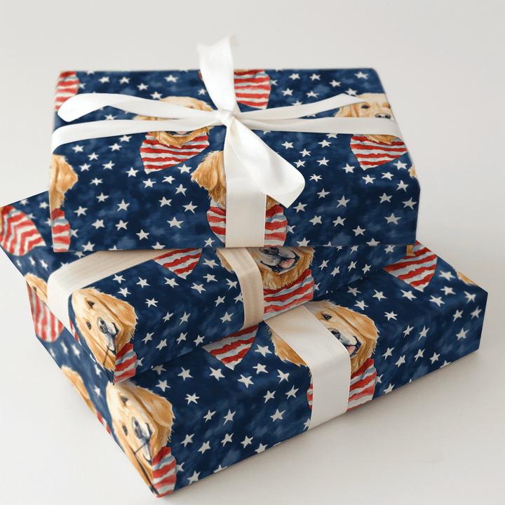 Pawtriotic Golden - Wrapping Paper - Aspen & Arlo