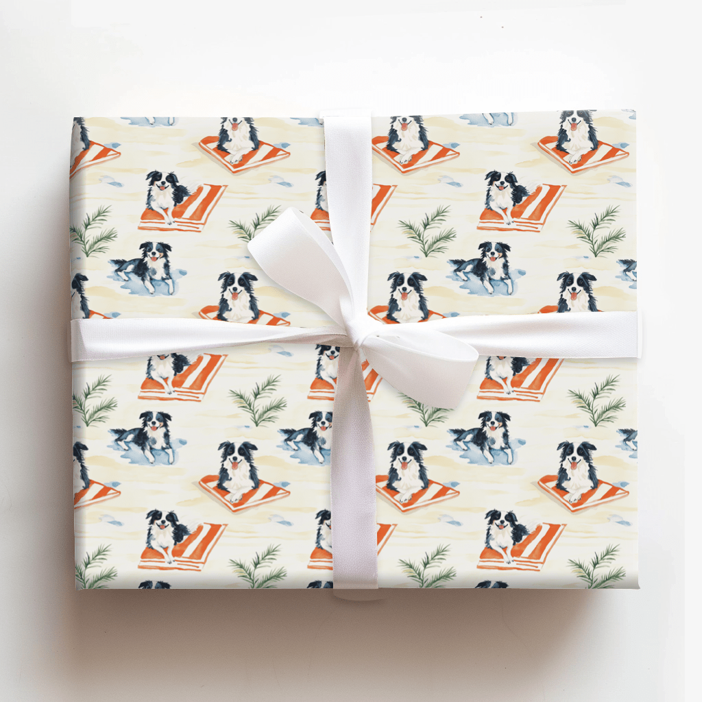 Beach Day with the Border Collies - Wrapping Paper - Aspen & Arlo