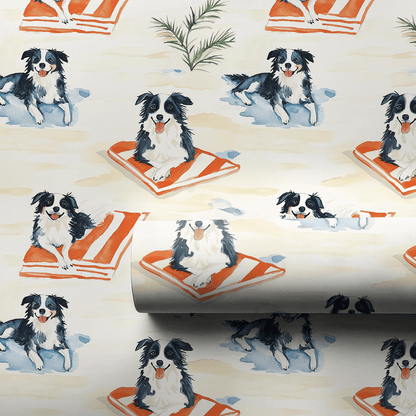 Beach Day with the Border Collies - Wrapping Paper - Aspen & Arlo