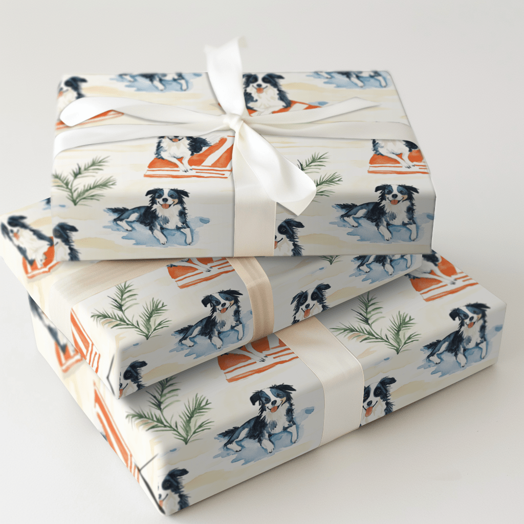 Beach Day with the Border Collies - Wrapping Paper - Aspen & Arlo