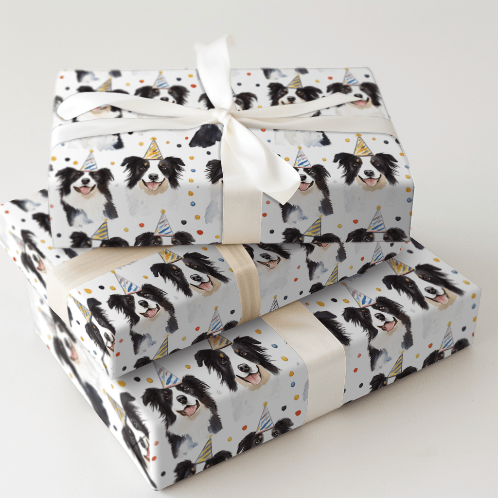 Border Collie Birthday - Wrapping Paper - Aspen & Arlo