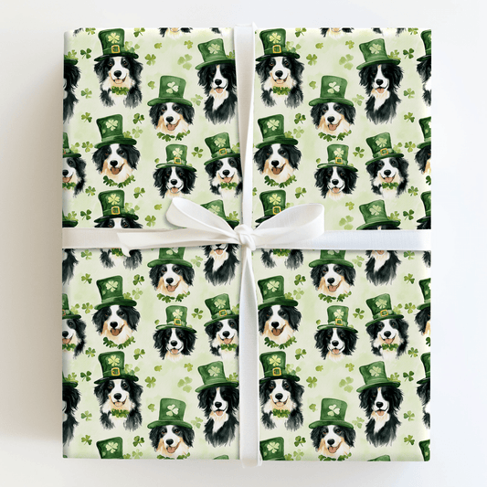 Border Collie Leprechaun - Wrapping Paper - Aspen & Arlo