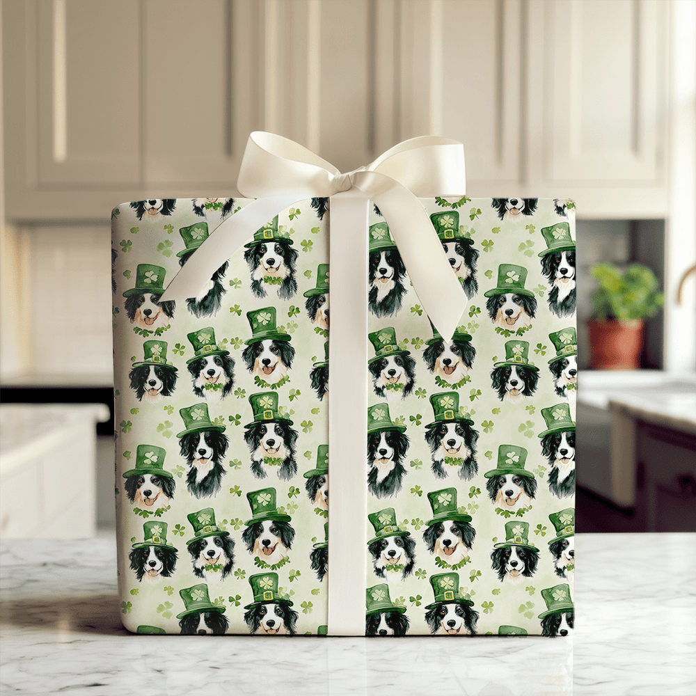 Border Collie Leprechaun - Wrapping Paper - Aspen & Arlo