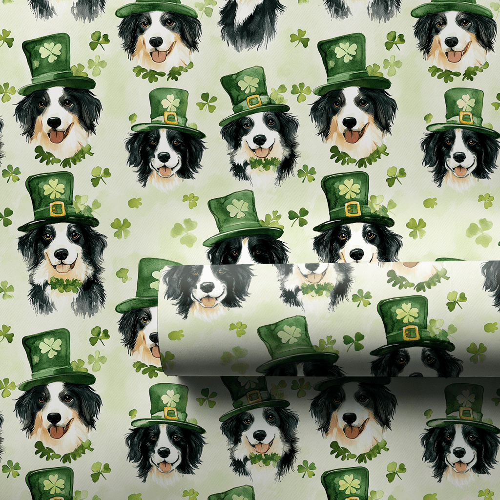 Border Collie Leprechaun - Wrapping Paper - Aspen & Arlo