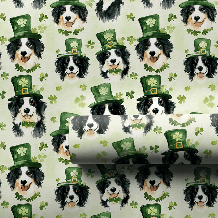 Border Collie Leprechaun - Wrapping Paper - Aspen & Arlo