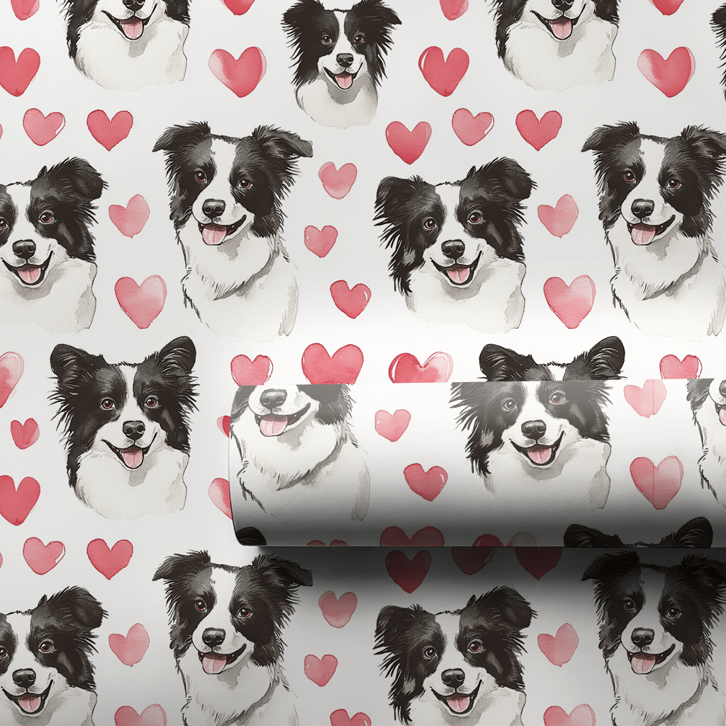 Bordie Collie Valentine - Wrapping Paper - Aspen & Arlo