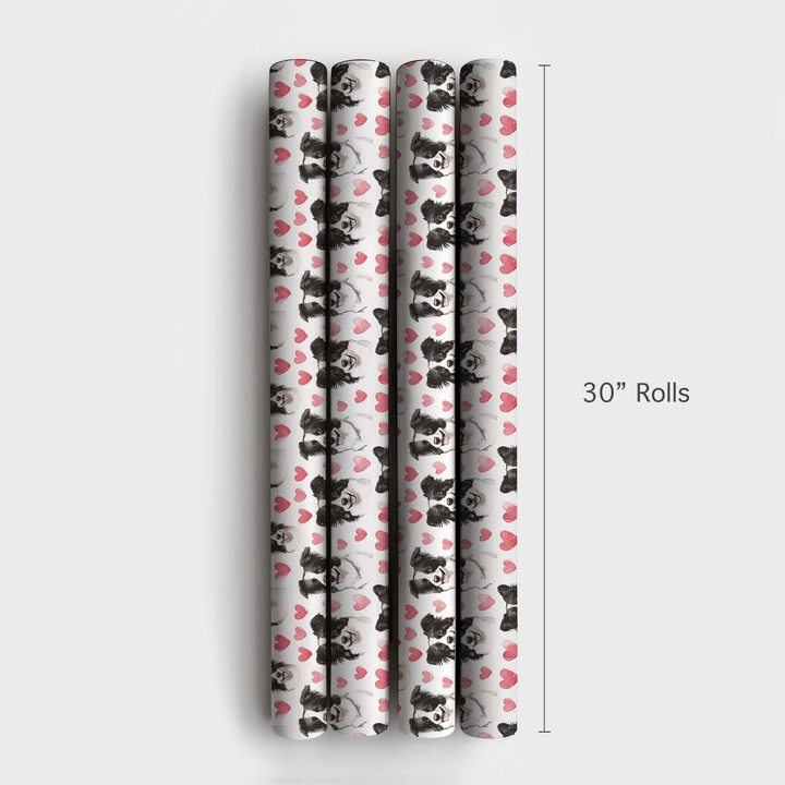 Bordie Collie Valentine - Wrapping Paper - Aspen & Arlo