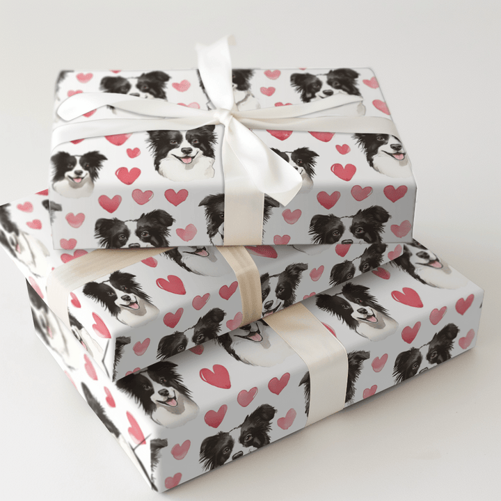 Bordie Collie Valentine - Wrapping Paper - Aspen & Arlo