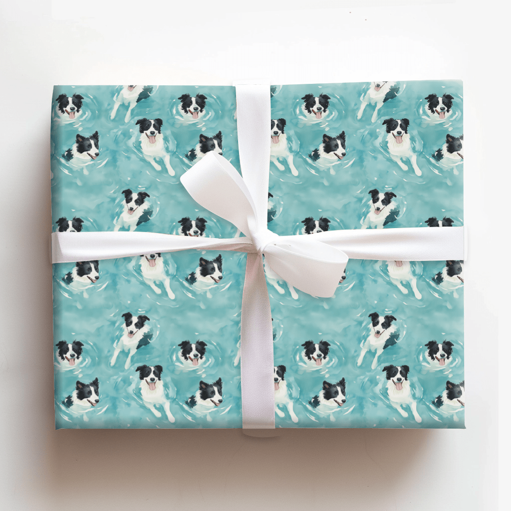 Pool Day with the Border Collies - Wrapping Paper - Aspen & Arlo