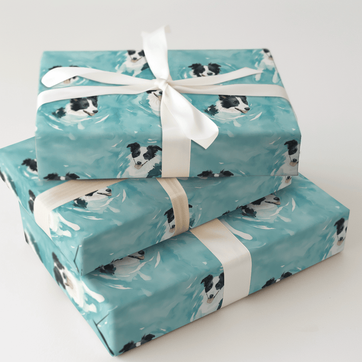 Pool Day with the Border Collies - Wrapping Paper - Aspen & Arlo