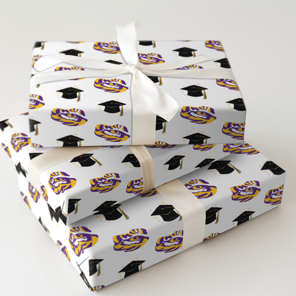 LSU Grad Hat - Wrapping Paper - Aspen & Arlo