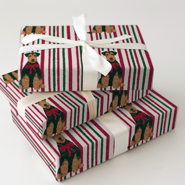 Airedale Christmas Stripes