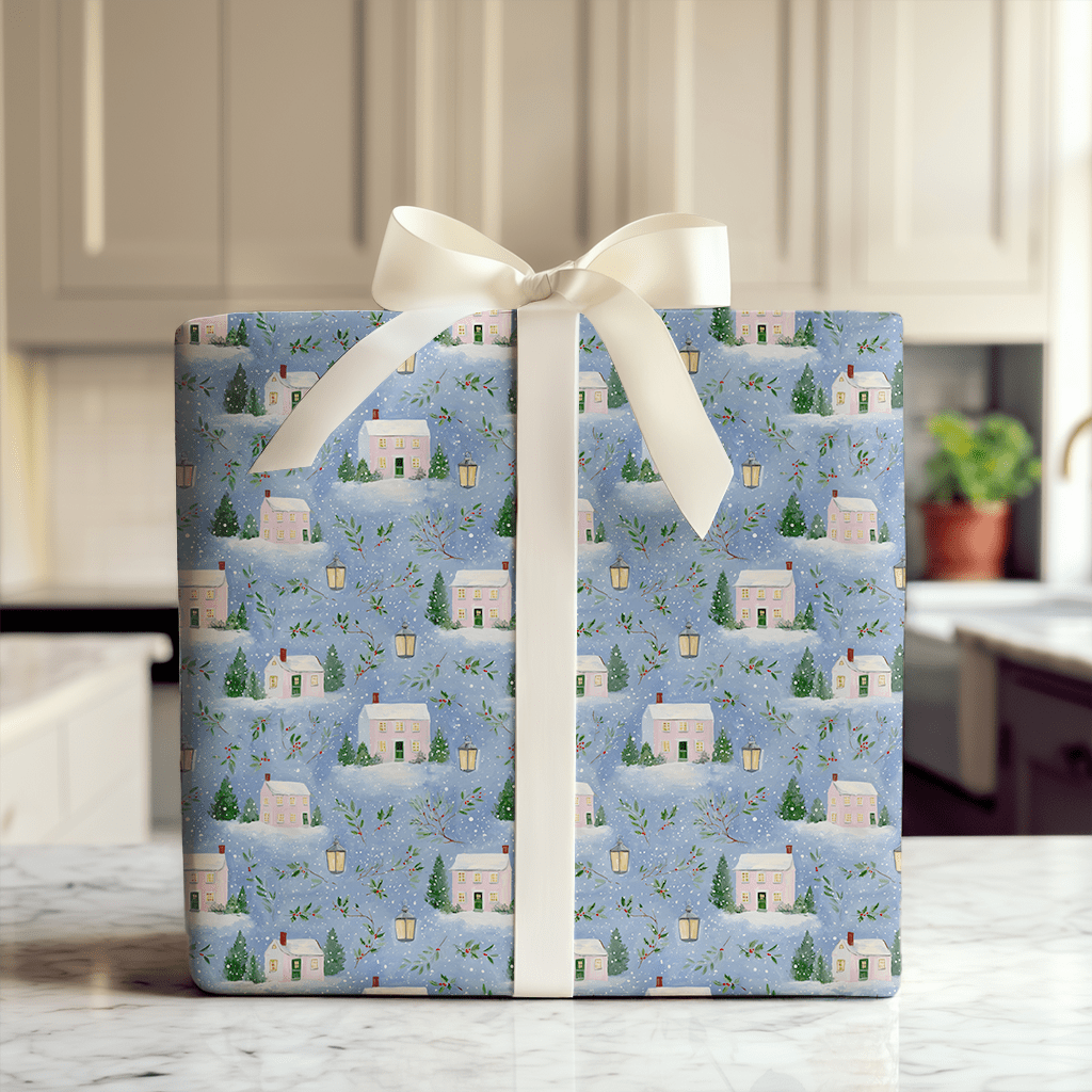 Pink House Holiday - Wrapping Paper - Aspen & Arlo