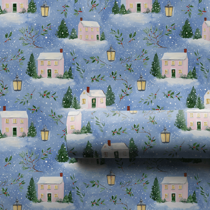 Pink House Holiday - Wrapping Paper - Aspen & Arlo