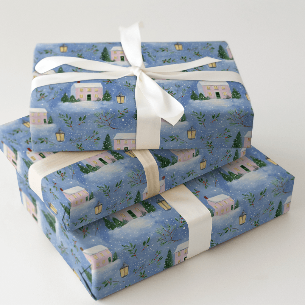 Pink House Holiday - Wrapping Paper - Aspen & Arlo