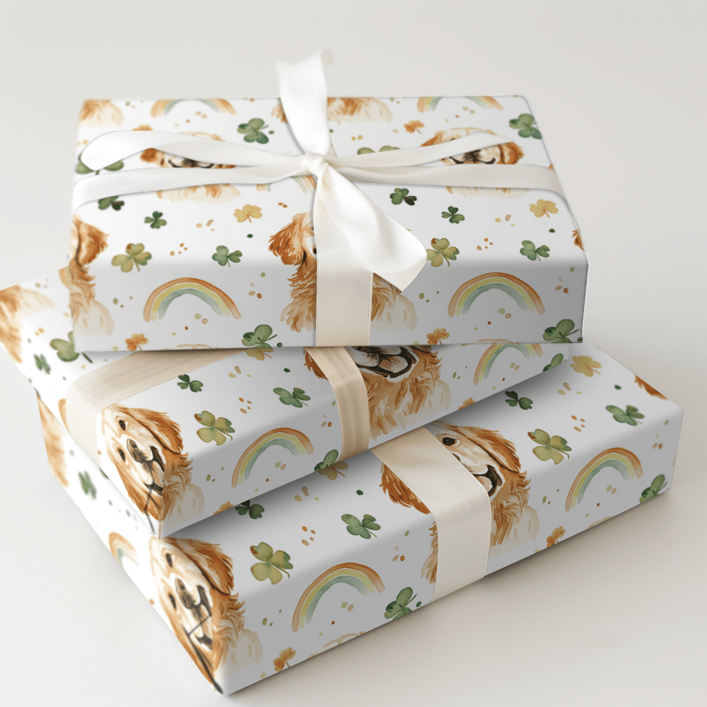 Rainbows with the Golden Retrievers - Wrapping Paper - Aspen & Arlo