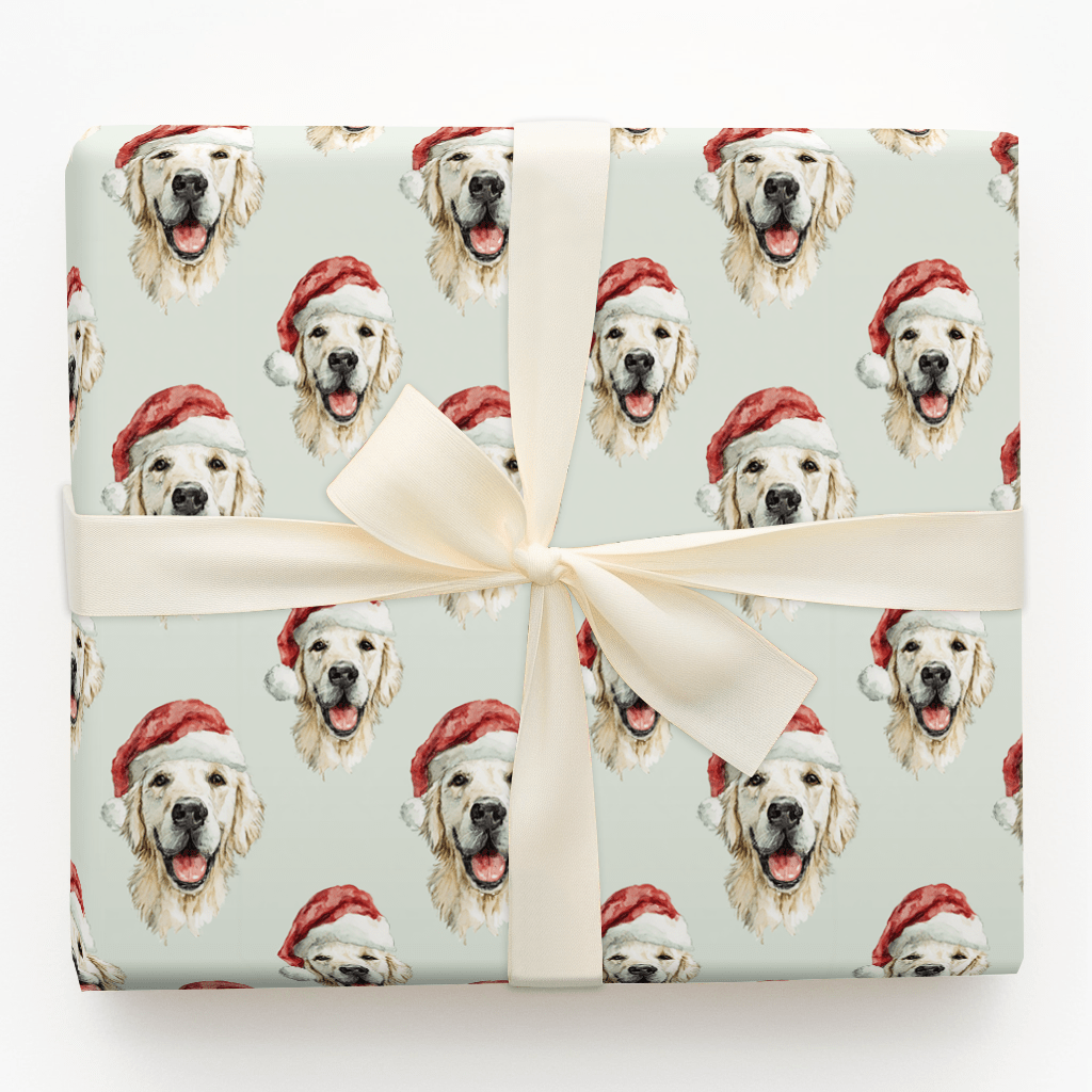 White Golden Santa - Wrapping Paper - Aspen & Arlo
