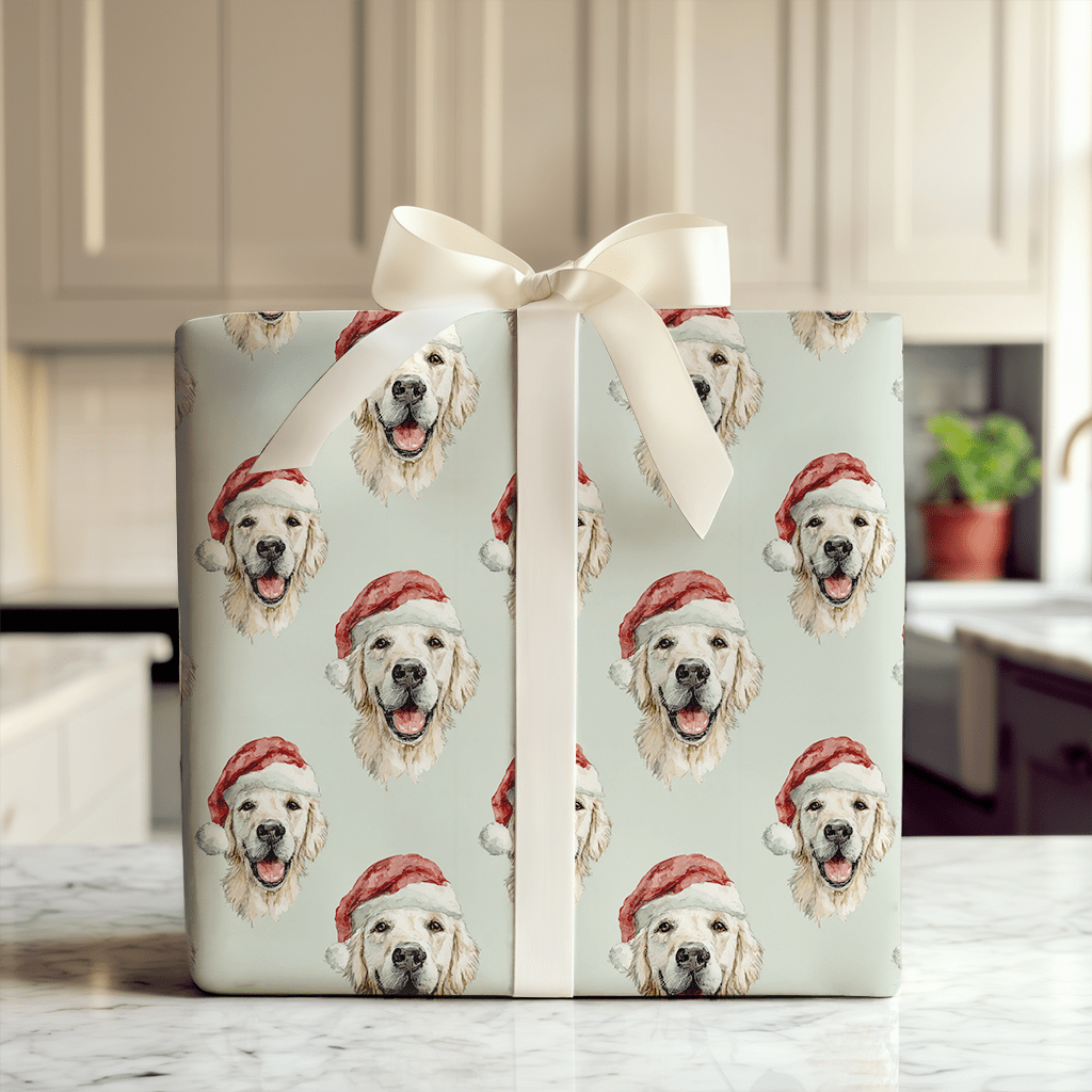 White Golden Santa - Wrapping Paper - Aspen & Arlo