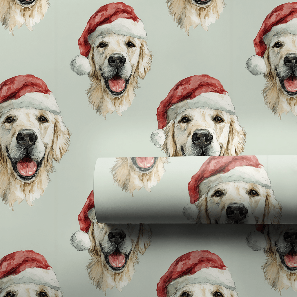 White Golden Santa - Wrapping Paper - Aspen & Arlo
