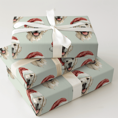 White Golden Santa - Wrapping Paper - Aspen & Arlo