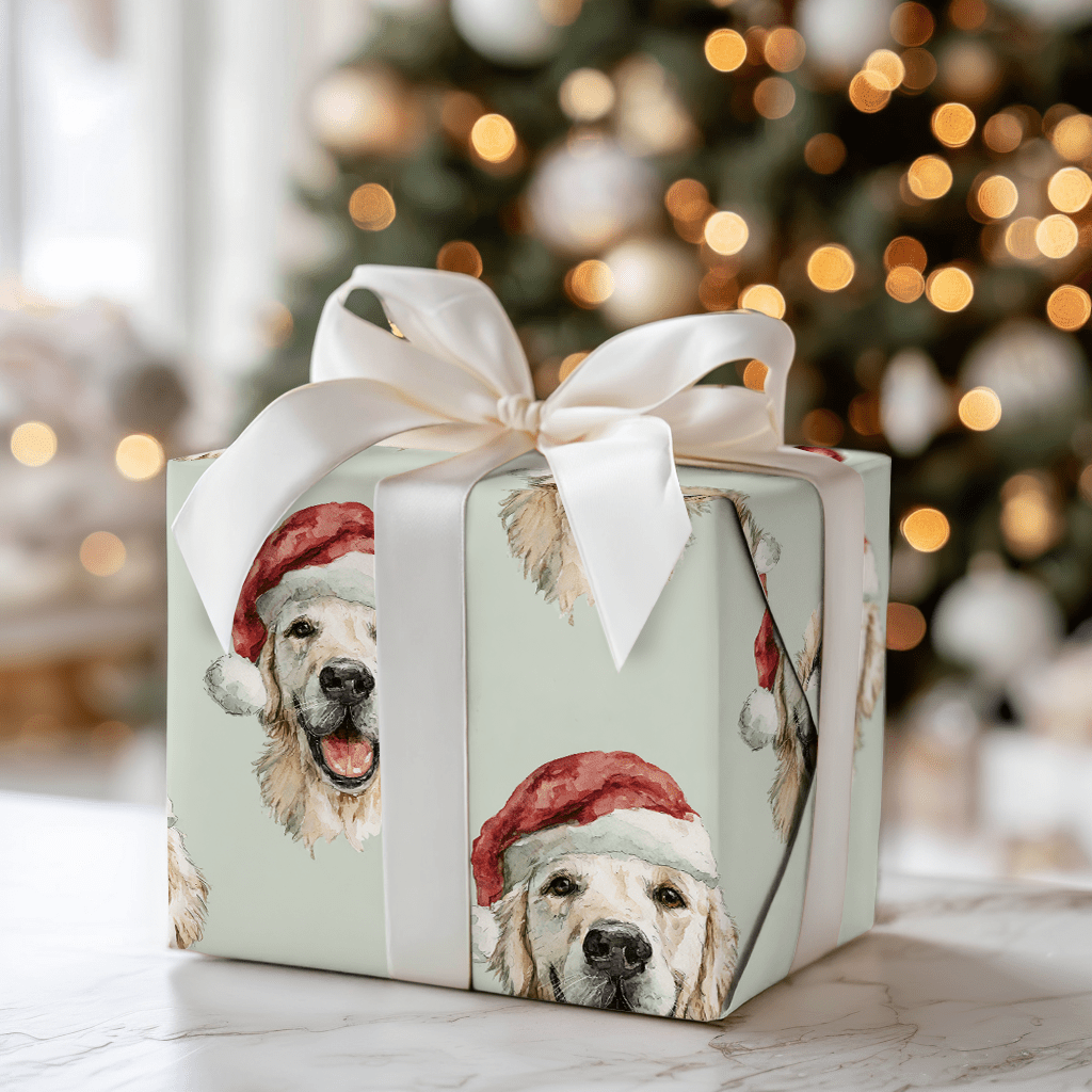 White Golden Santa - Wrapping Paper - Aspen & Arlo