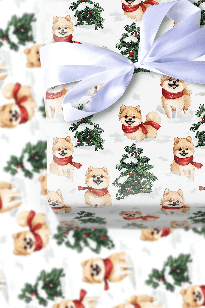 Snow Day for Pomeranians - Wrapping Paper - Aspen & Arlo