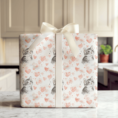 Domestic Shorthair Valentine - Wrapping Paper - Aspen & Arlo