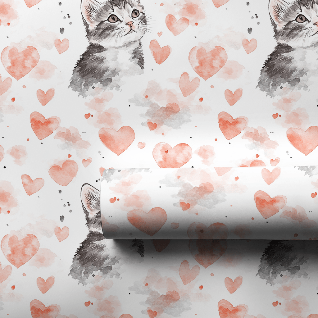 Domestic Shorthair Valentine - Wrapping Paper - Aspen & Arlo