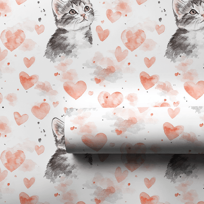Domestic Shorthair Valentine - Wrapping Paper - Aspen & Arlo