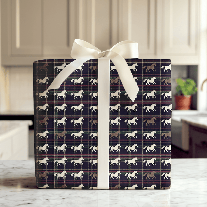 Horses on Holiday Plaid - Wrapping Paper - Aspen & Arlo