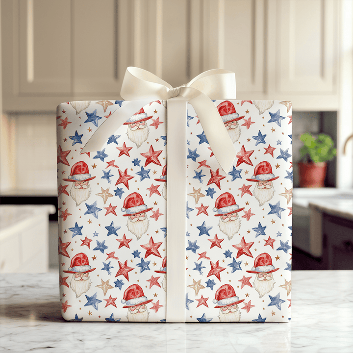 Santa Stars - Wrapping Paper - Aspen & Arlo
