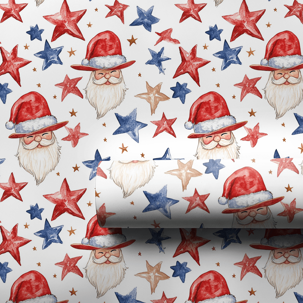 Santa Stars - Wrapping Paper - Aspen & Arlo