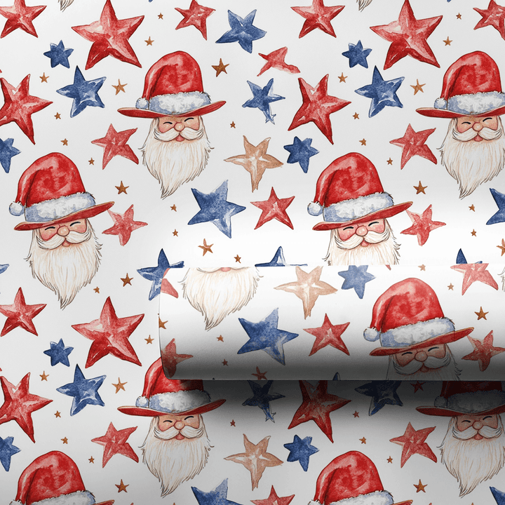 Santa Stars - Wrapping Paper - Aspen & Arlo