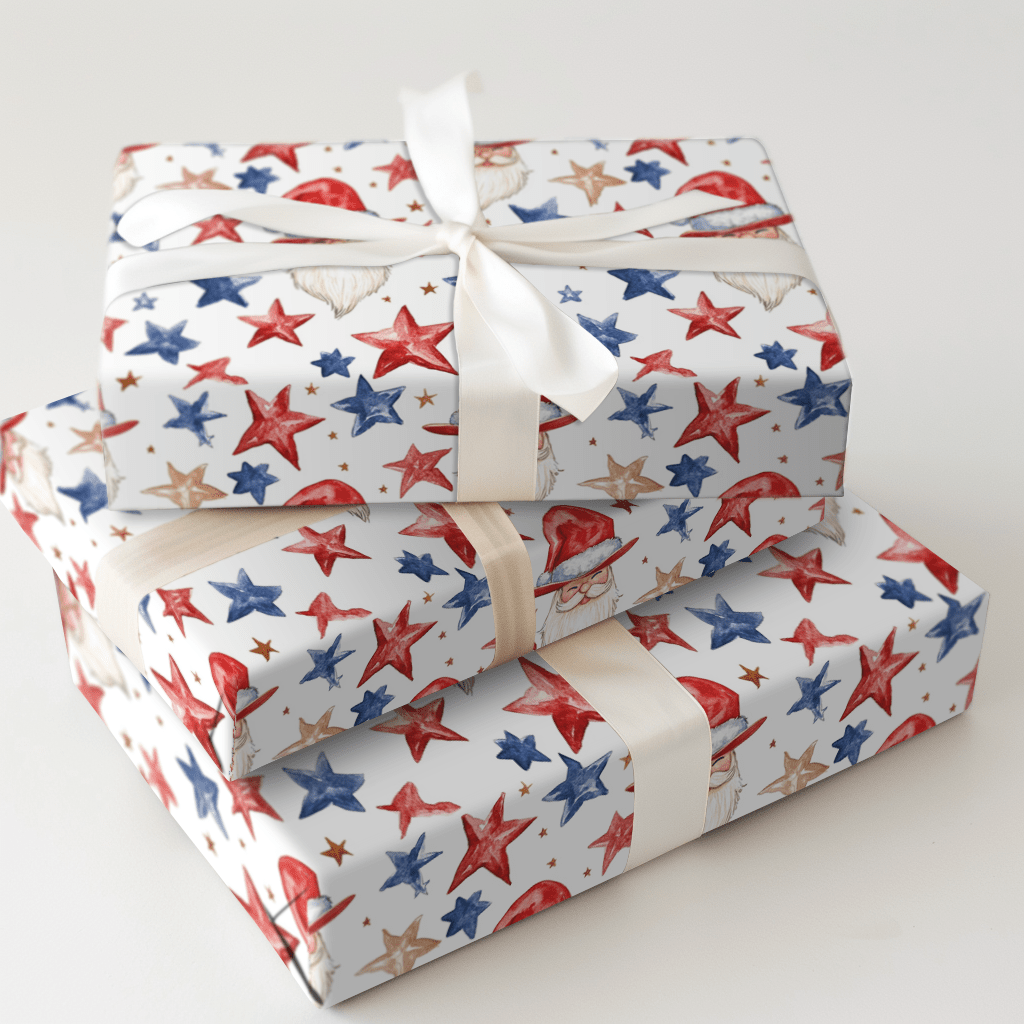 Santa Stars - Wrapping Paper - Aspen & Arlo