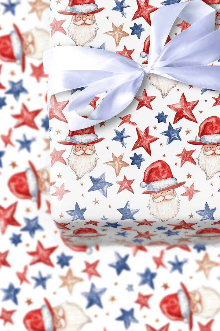 Santa Stars - Wrapping Paper - Aspen & Arlo
