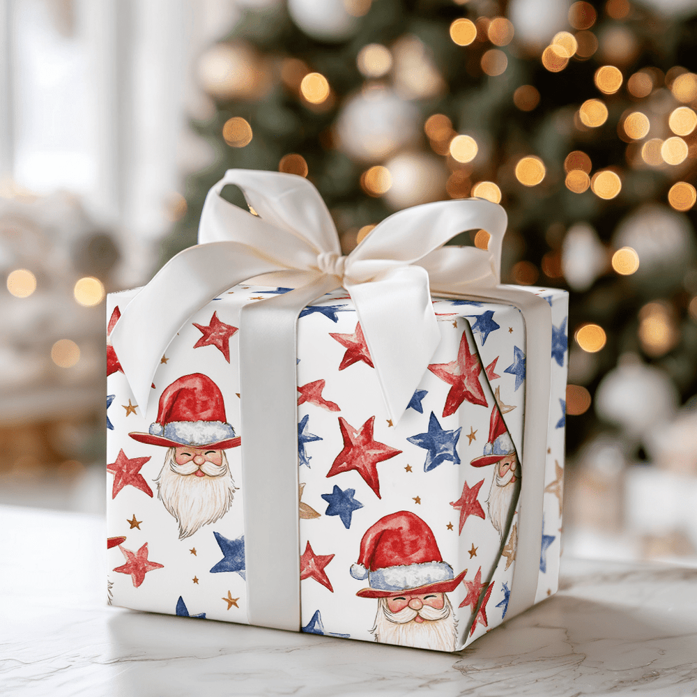 Santa Stars - Wrapping Paper - Aspen & Arlo