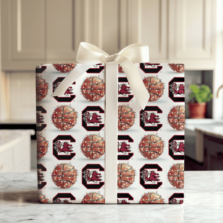 Holiday Hoops Gamecocks - Wrapping Paper - Aspen & Arlo