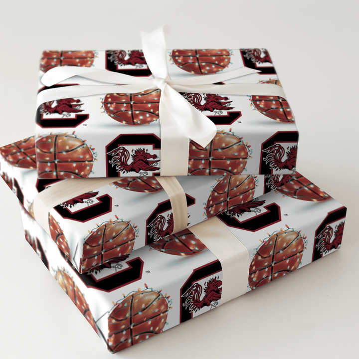 Holiday Hoops Gamecocks - Wrapping Paper - Aspen & Arlo
